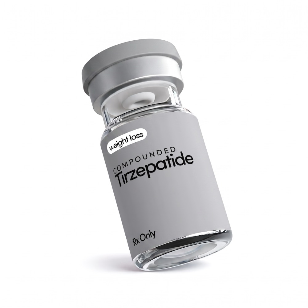 Compounded tirzepatide injection vial